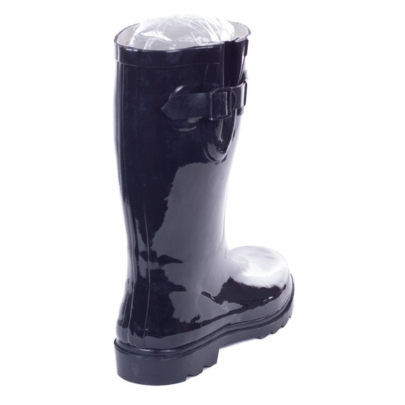 Women's Rainboots, MidCalf Rain Boots, RB-1602, Black - Picture 2 of 4